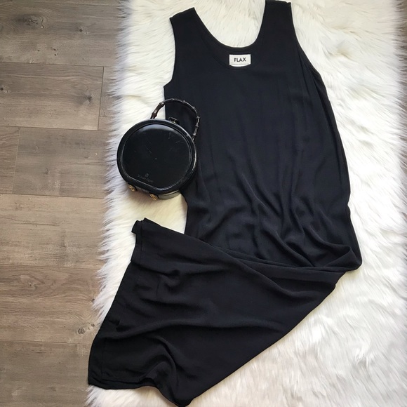 Flax Dresses & Skirts - Flax rayon black maxi dress with side slits medium